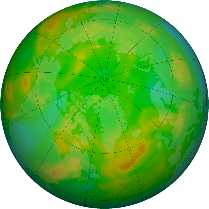 Arctic ozone map for 24 June 1990